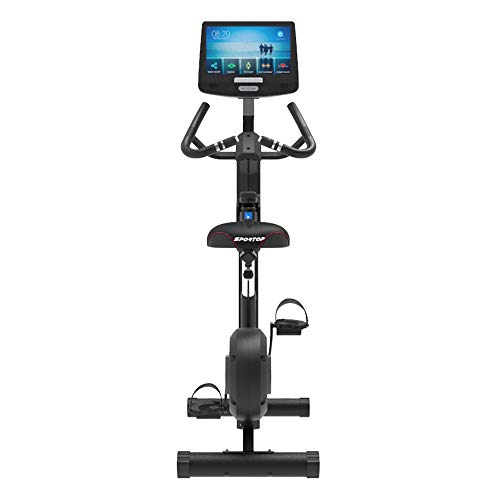 Image of U80 Indoor Home Workout Bike Stationary Fitness Comfortable Cycler Exercise Machine with 12 Pre Programmed Trainings and Monitor Screen, Black