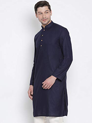 Image of Vastramay Soft & Comfortable Linen Cotton Kurta for Men - Plain Solid Ethnic Wear, Perfect Fit for All Body Types - Ideal for Eid & Festive Occasions