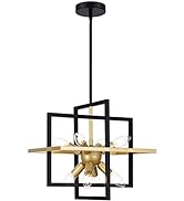 Yasince Small Metal Lantern Chandeliers, 8-Light Modern Geometric Pendant Light Fixture, Industri...