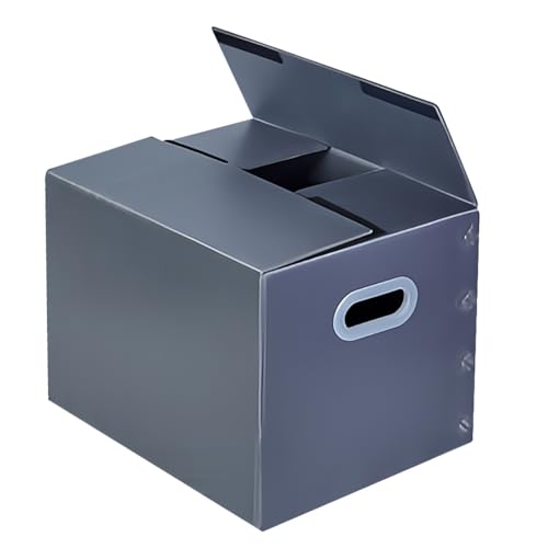 収納ボックス 折りたたみ式プラダン製 収納 プラスチックケース プラスチック段ボール 書類整理 箱 引越し 再利用 会社 オフィス (40*30*30cm-5枚セット,グレー)