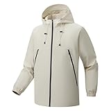 Generisch Lässige, Winddichte Hardshell-Jacke mit Kapuze für den Außenbereich für Herren (Beige,...