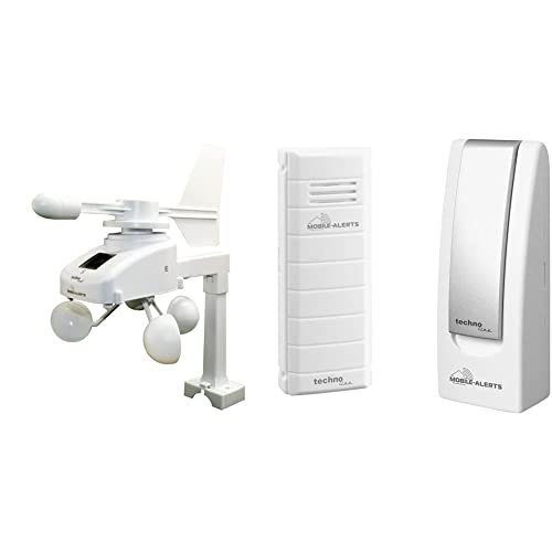 Mobile Alerts MA 10660 Windsensor, Zusatzsensor, Datenübertragung auf das Smartphone, weiß, 18,5 x 30 x 20,5 cm & Mobile Alerts MA 10001 Starter Set Hausüberwachungssystem,2-teilig