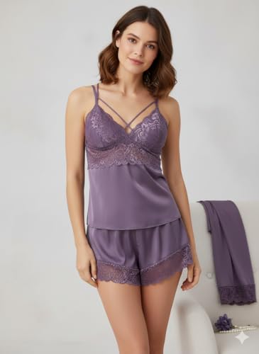 Image of Valentine's Day Fancy Night Suit & Bra Penty Set Combo for Women's Pack of 7 Pcs Nightwear Lingerie Purple Nightwear Wedding Gifts (Free Size)