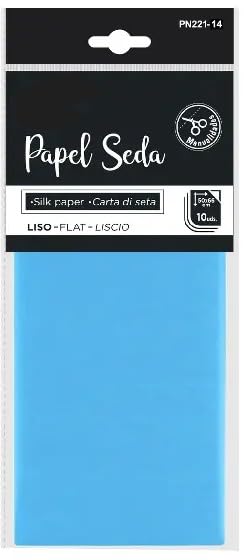 Papel de Seda para Manualidades, Empaque de 10 Hojas (AZUL TURQUESA (PN221-13), 50 x 66 Centímetros) (24 opciones de colores)