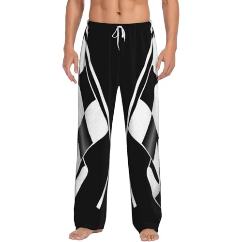 Pantalon de pyjama en polaire pour homme EdWal à carreaux noir et blanc avec poches