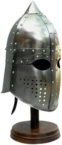 Helmet Handmade 18-Gauge Steel Spangenhelm with Nose Guard Medieval Armor for Reenactment, LARP, Cosplay and Display