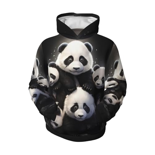 Panda Youth Long Sleeve Pocket Hoodie Sweatshirt Kids Pullover Hooded Tops