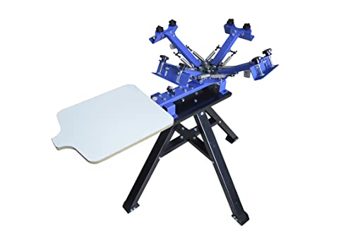 INTBUYING 4 Color 1 Station Screen Printing Press T-Shirt Printing Machine with Stand