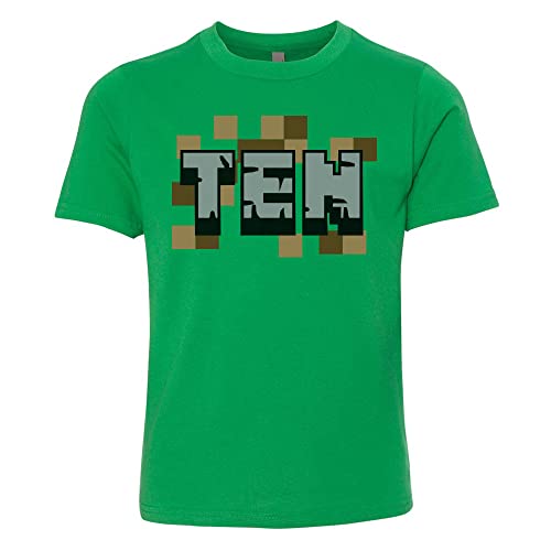 Pixel Ten 10th Birthday Mine Mining Video Game Kids T-Shirt Youth