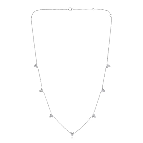 1/3 Carat Natural Diamond 3 Stone Necklace for Women - 14k White or Yellow Gold Station Necklace for Her (G-H, I1-I2, 0.30 cttw) 18 Inch Adjustable Chain - Spring Ring Clasp2