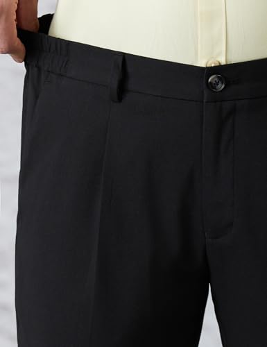 Image of Amazon Brand - Symbol Men's Pleated Stretchable Formal Pants |Half-Elasticated | Regular Fit (Available in Plus Sizes)