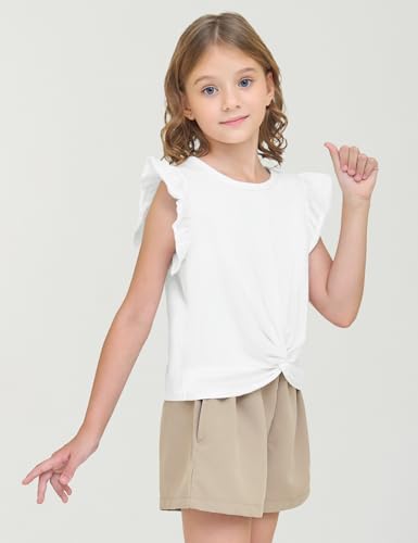 Girls Ruffle Shirts Twist Front Tops Shirt Tee3