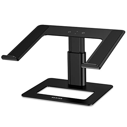 Besign LSX3 Aluminum Laptop Stand, Ergonomic Adjustable Notebook Stand, Riser Holder Computer Stand Compatible with Air, Pro, Dell, HP, Lenovo More 10-15.6 Laptops (Black)