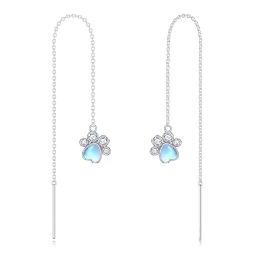 Boucles d'oreilles pendantes argent 925 anti-allergie motif patte lune