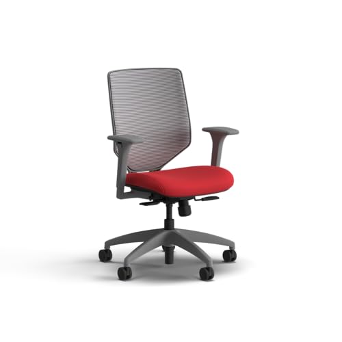 Image of HON Solve Office Chair, Ergonomic Office Chair Mesh Back Support, Adjustable Lumbar Support, Height Adjustable Arms, Titanium Frame, Ruby