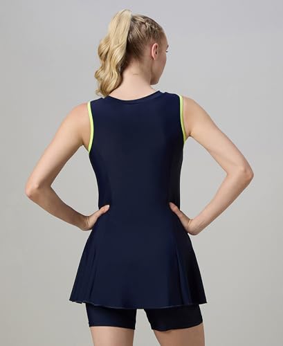 Image of Speedo Women's Endurabrite Closedback Swimdress with Boyleg | Swimming Costume | Swimming Suit for Women | Chlorine Resistance | UPF 40+ Sun Protection | Removable Bra Pads