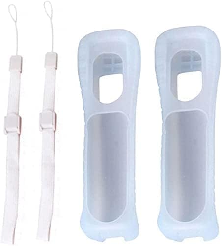 2 x Rymfry Silicone Soft Skin Case Cover with Wrist Strap for Wii Remote Replacement - White