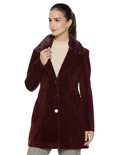 Image of Qube By Fort Collins Women's Knitted Hip Length Tweed Blazer - Stylish, Versatile, And Elegant For Office Or Casual Wear
