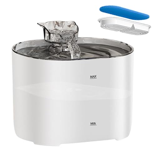 猫の噴水 - 自動飲料噴水、猫の飲酒噴水|フィルター付きのワイヤレス飲料くちばし、屋内使用のための水噴水、猫、子猫、犬、いくつかのペット、白、白い, 7.36 x 6.42 x 5.63インチ