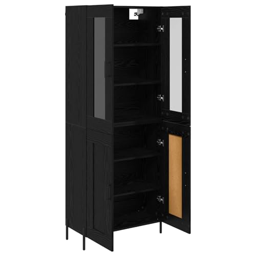 Tabla alta con aspecto de roble negro de 2 puertas y diseño vertical 6