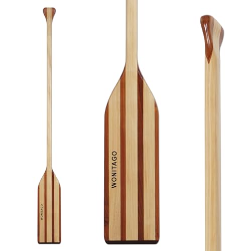 LINGVUM Wooden Canoe Paddle, Ergonomic Palm Grip and Anti-Collision Edge Wood Canoe Boat Paddle, 4.8 Ft...