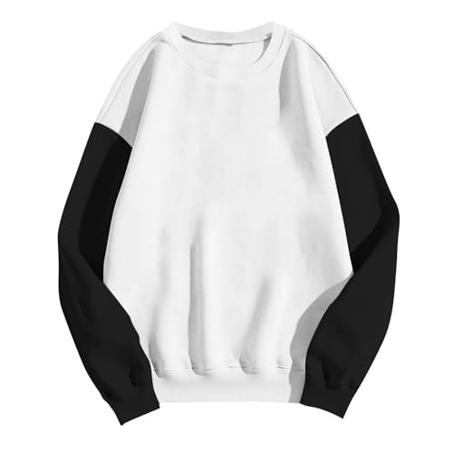 Crewneck Sweatshirts Women Cute Color Block Long Sleeve Fleece Pullover Oversized Ragan Shirt Teen Girls Fall Sweater3