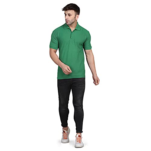 Image of INKKR Men's Solid Regular Fit T-Shirt (Rug B Polo(P.Green-Royal) M