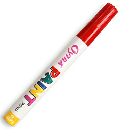 Image of Oytra Paint Marker Pens Permanent Waterproof Oil Based Individual pens Works and All Surfaces, Wood, Fabric, Steel, Glass (Red)