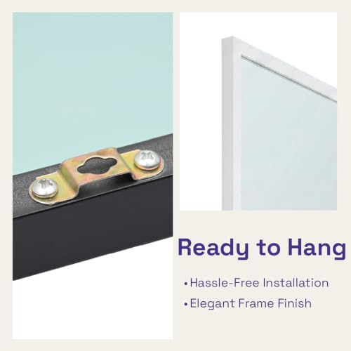 Image of Wakefit Decorative Rectangle Wall Mirror - 47 Inch | Metal Frame Wall Mirror for Living Room Bedroom Entryway Dressing Room Modern Home Decor & Gifting | Agbada White - 18.1x47.6x2 Inch