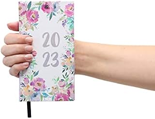 evelay 2023 Flowers Diary Slim Size Week to View 2023 Diaries Full Year SLIM butterfly pattern Slim Size- 16cm x 9cm (Flowers)