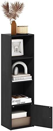 Furinno Luder Shelf Bookcase with 1 Door Storage Cabinet, Blackwo...