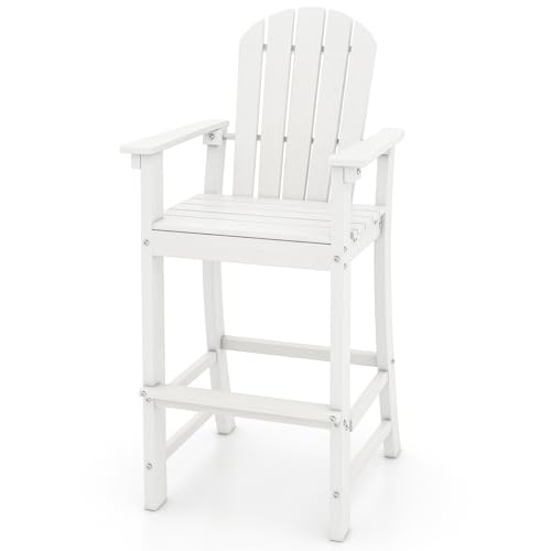 ORALNER Tall Adirondack Chairs Outdoor High Back Balcony Chair Weather Resistant HDPE Resin Plastic Bar Height Stools 360 LBS Lifeguard Chair for Pool Patio Deck Backyard (1 White)