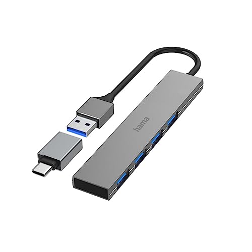 Hub USB 4 porte (porta USB-A e USB-C 4x USB-A per mouse, tastiera, disco rigido esterno, chiavetta USB, ecc., alloggiamento in alluminio, ultra sottile, adattatore USB per ufficio, casa ufficio) - Hub USB - Immagine 6