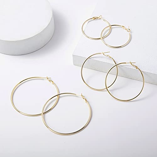 Image of DAILY VIBES Simple Big Thin Hoop Earrings for Women Trendy, 3 Pairs