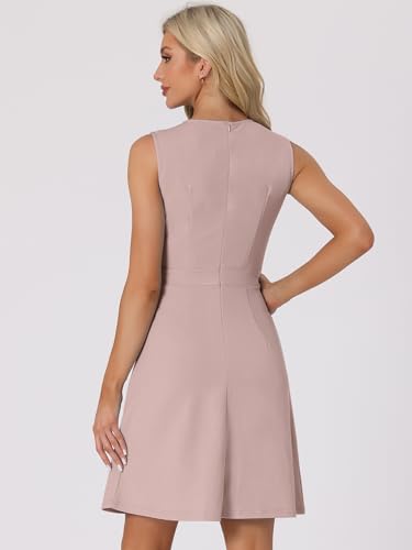 Image of Allegra K Women's Work Dress Round Neck Solid Color Sleeveless A-Line Business Casual Office Dresses