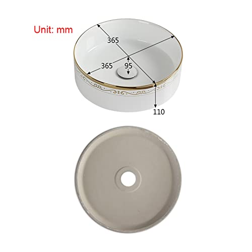 Fregadero redondo for baño sobre encimera con lavabo de cerámica y desagüe 3