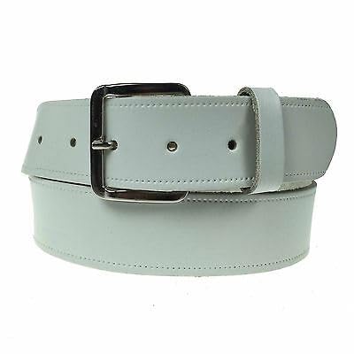 BULLET 69 MENS WOMENS 1.5" REAL LEATHER GENUINE MADE IN ENGLAND JEANS 40MM WIDE BELT B523[White,X Large 40"-44",1.5" Silver]