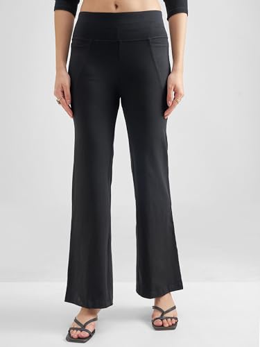 Image of Tokyo Talkies Women's Stretchable Bootcut Pants | High Rise Flared Trousers |Travel & Formal Wear|Workwear Trousers
