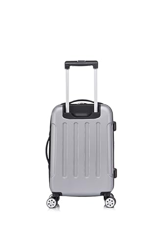 Image of Rockland London Hardside Spinner Wheel Luggage Set, Silver, Carry-On 20-Inch and Tote 14-Inch (F1902-SILVER)
