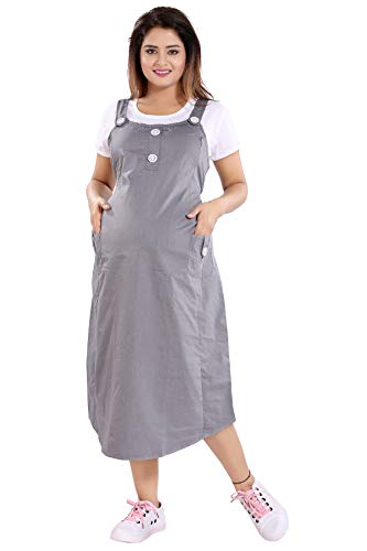 Image of MAMMA'S MATERNITY Women's Cotton Maternity /Pregnancy /Easy Breastfeeding /Feeding /Western Dress with Zippers for Nursing Pre and Post Pregnancy