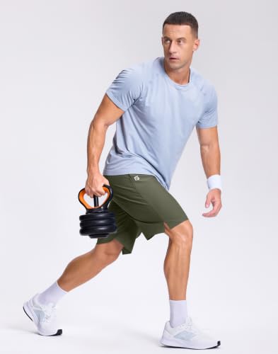 Image of GGJ Men's Lightweight Athletic Shorts with 2 Zipper Pockets 7 inch /9 inch /5 inch Gym Workout Running Quick Dry Tennis Shorts for Men
