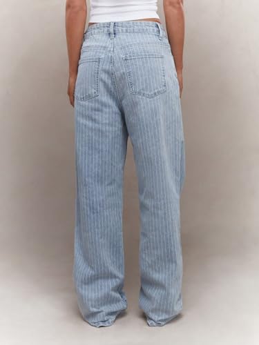 jeans for women trendy Pinstripe Straight Fit Jeans2