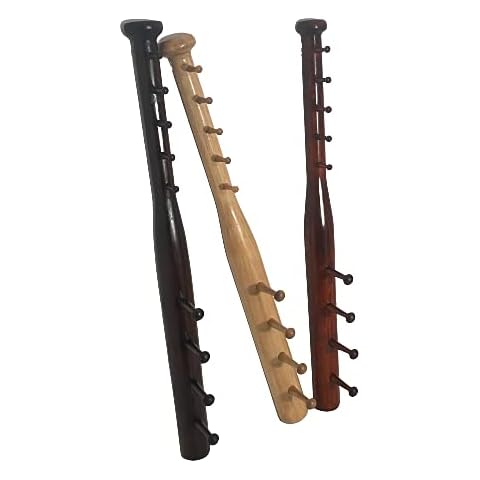 Baseball Bat Coat and Hat Rack Wall Mount for Child's Room or Man Cave, Storage for Hats and Coats, Clothing Organizer Cover