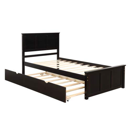 Mera Twin Size Platform Bed with Trundle (Espresso 2)