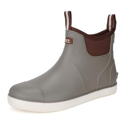 YUHITYGZGS Men's Deck Boots Waterproof Rubber Boots for Men, High Grip Neoprene Saltwater Boating Ankle Rain Chelsea Boot High-Performance Non-Slip Fishing Boots Shoes for Farming Garden Work Outdoor