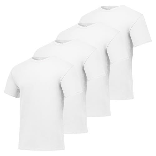 Hanes Mens Essentials Pack, Crewneck Cotton T-shirts For Men, 4 Or 6 Available Fashion-t-shirts, White - 4 Pack, Large US