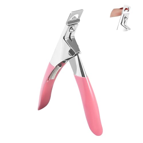 Lonwiner Cortaúñas de gel, cortaúñas de gel para uñas de gel, cortaúñas para uñas postizas, cortador de puntas de gel, color rosa