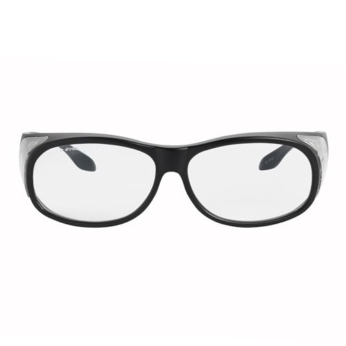 Image of Eagle Eyes FitOn DigiTec Fit Over Blue Light Blocking Computer Glasses - Wear Over Prescription Glasses /Reading Glasses /RX Glasses - 99.9% UV Protection with Anti-Reflective (Small, Black)