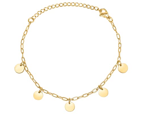Nuoli® Plättchen Armband Gold (15 + 5 cm) Coin Armkette für Damen & Mädchen thumbnail