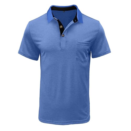 Amxyfbk MENS NAVY SHIRT BLACK 6917 Cotton Polo Shirts For Men,Men'S Casual Polo Shirts Classic Cotton Short Sleeve Button Tshirts Regular Fit Vintage Solid Basic Golf Shirts thumb #3